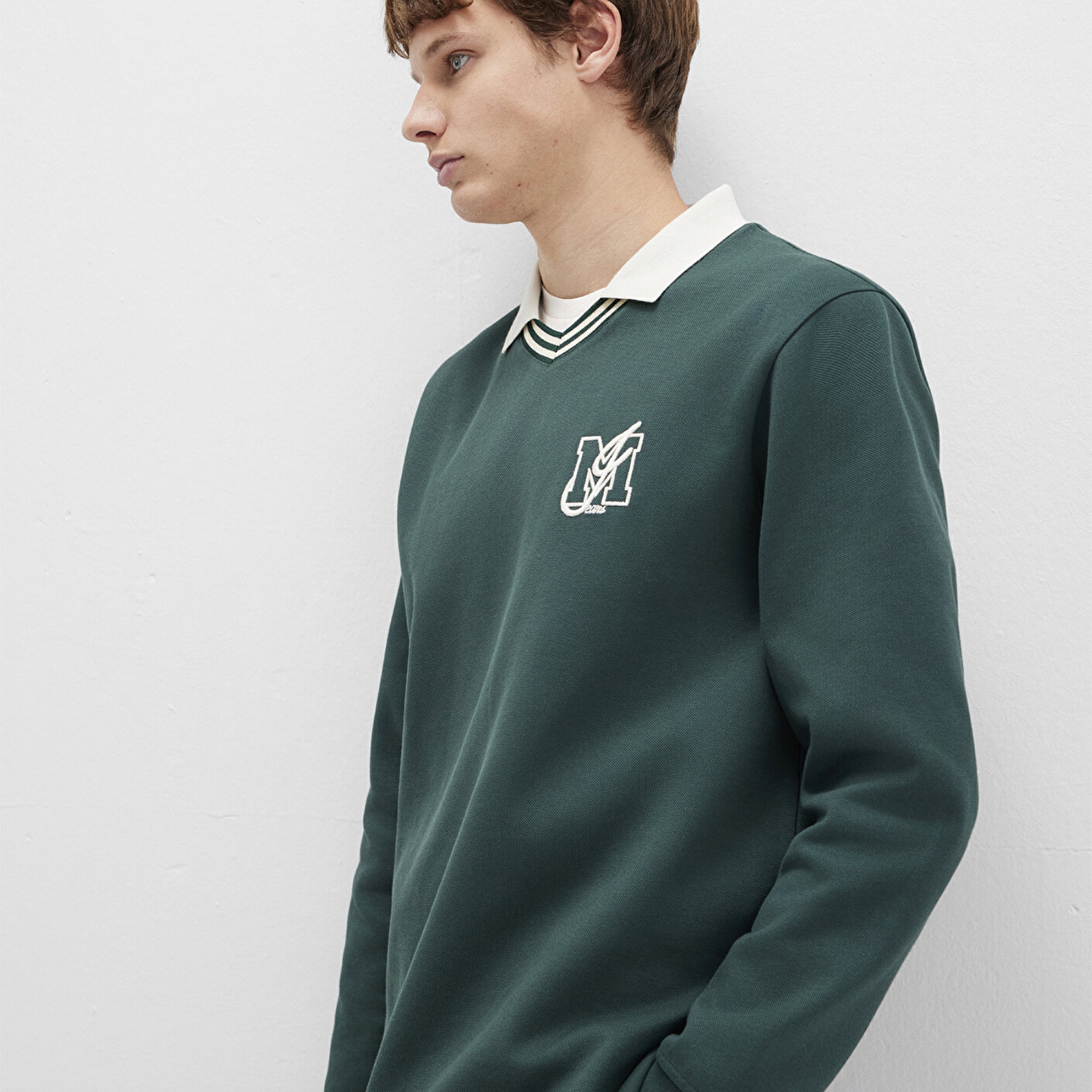 Mavi M Logo Bisiklet Yaka Yeşil İnterlok Sweatshirt 0S10487-71539