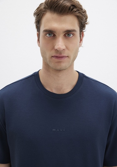  Mavi Mavi Logo Baskılı Lacivert Tişört Loose 0613250-70490
