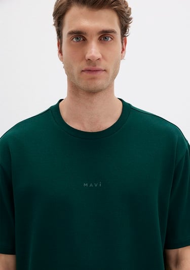  Mavi Mavi Logo Baskılı Yeşil Tişört Loose 0613250-71929