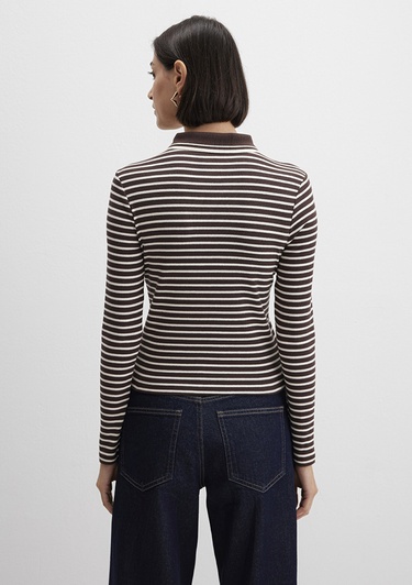  Mavi Kahverengi Polo Tişört Fitted / Vücuda Oturan Kesim 1613836-91456