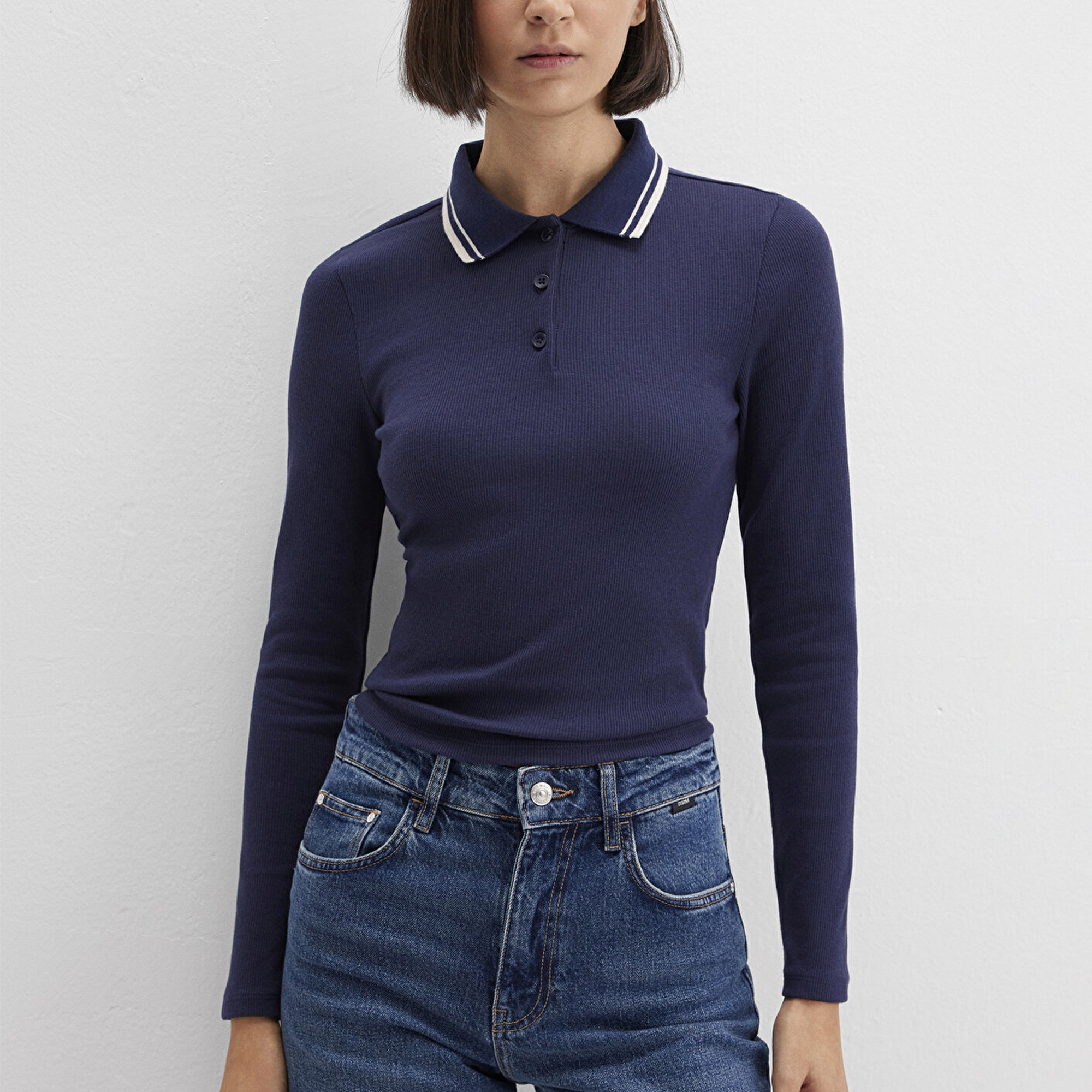 Mavi Lacivert Polo Tişört Fitted / Vücuda Oturan Kesim 1613836-80729