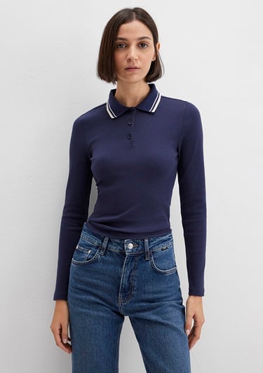 Mavi Lacivert Polo Tişört Fitted / Vücuda Oturan Kesim 1613836-80729