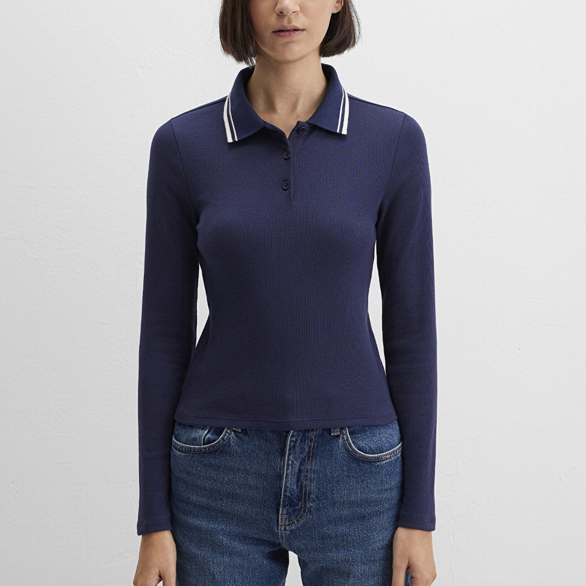 Mavi Lacivert Polo Tişört Fitted / Vücuda Oturan Kesim 1613836-80729