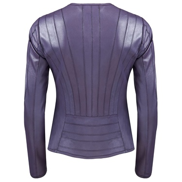  Deundria Kadın Fit Panelli Deri Ceket