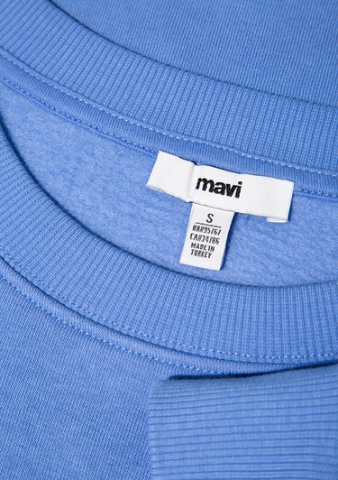  Mavi Bisiklet Yaka Mavi Basic Sweatshirt 1610198-70790