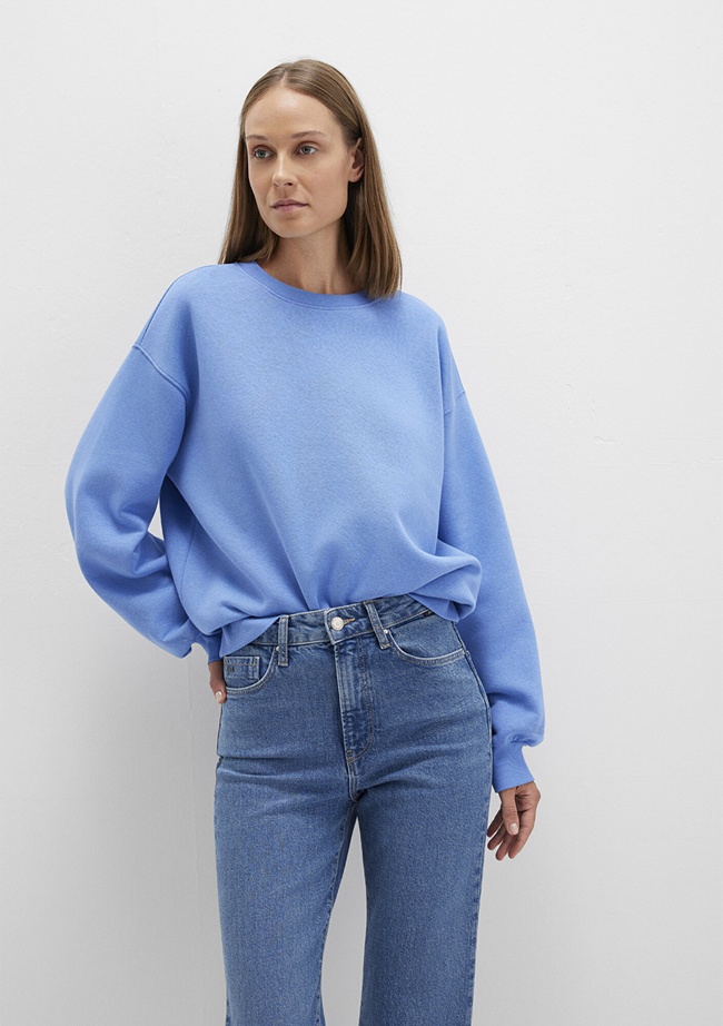  Mavi Bisiklet Yaka Mavi Basic Sweatshirt 1610198-70790