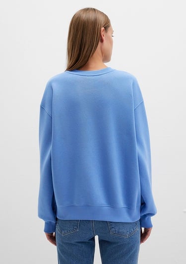  Mavi Bisiklet Yaka Mavi Basic Sweatshirt 1610198-70790