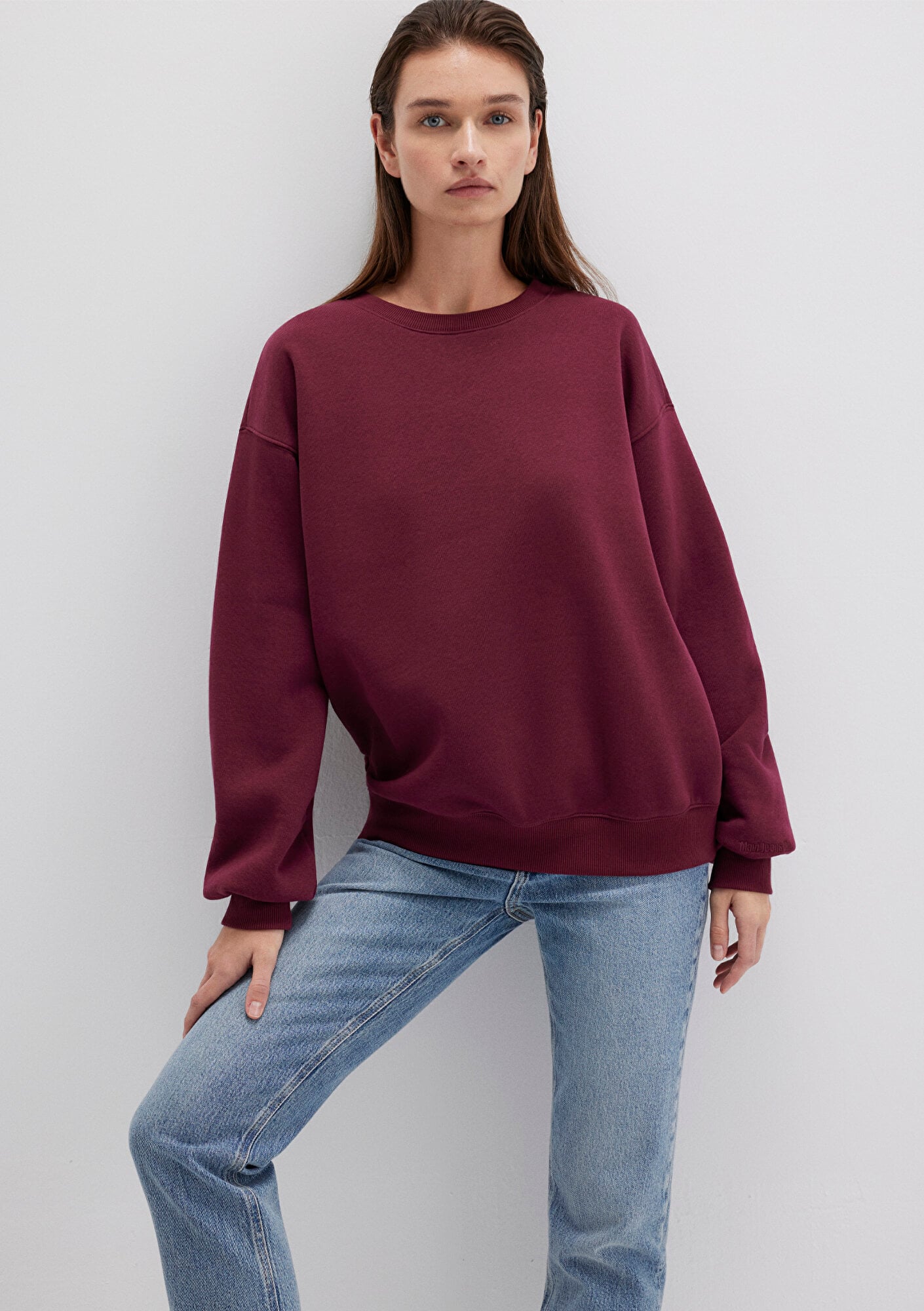  Mavi Bisiklet Yaka Bordo Basic Sweatshirt 1610198-70415