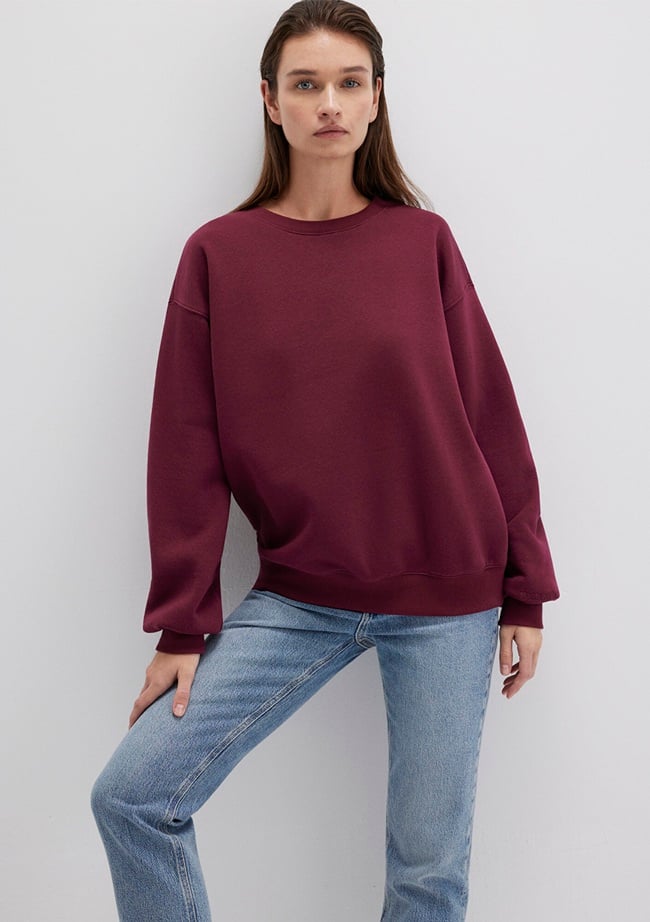  Mavi Bisiklet Yaka Bordo Basic Sweatshirt 1610198-70415
