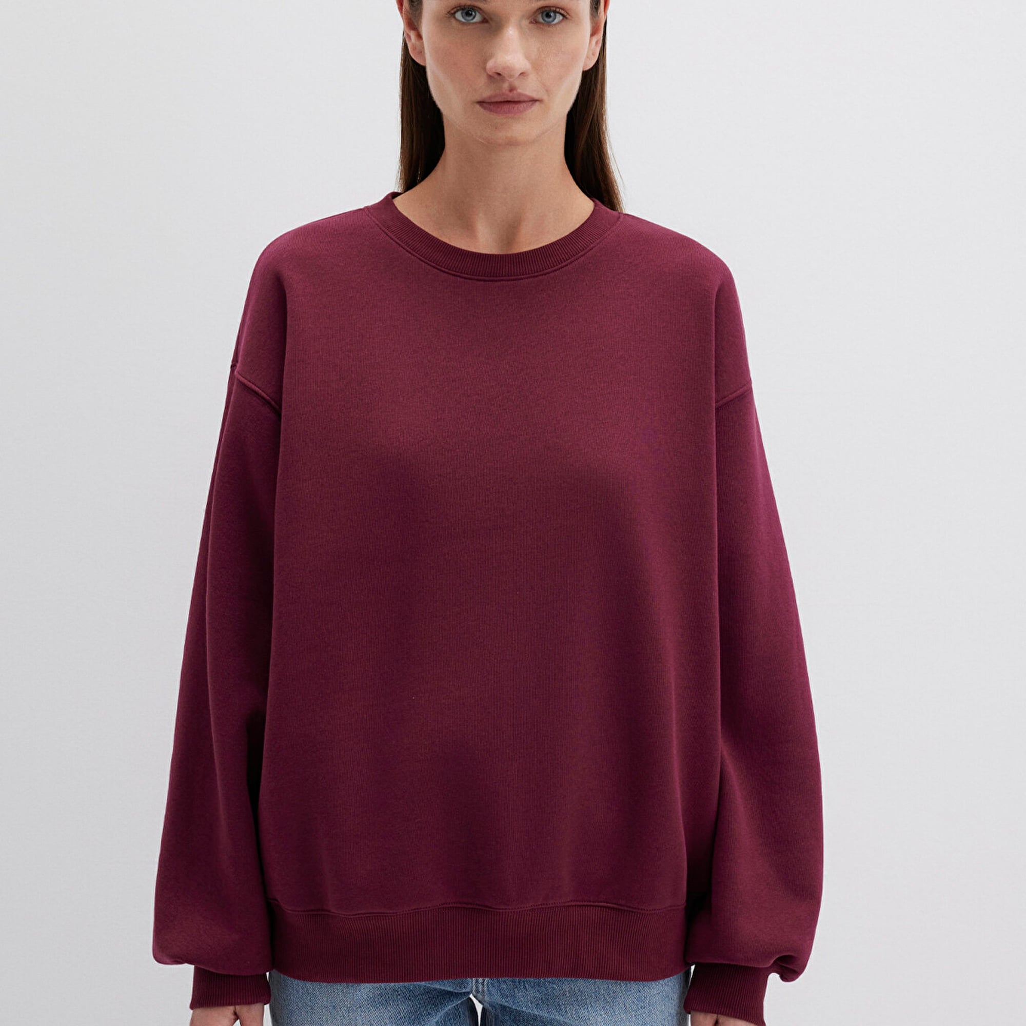 Mavi Bisiklet Yaka Bordo Basic Sweatshirt 1610198-70415
