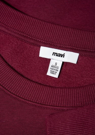  Mavi Bisiklet Yaka Bordo Basic Sweatshirt 1610198-70415