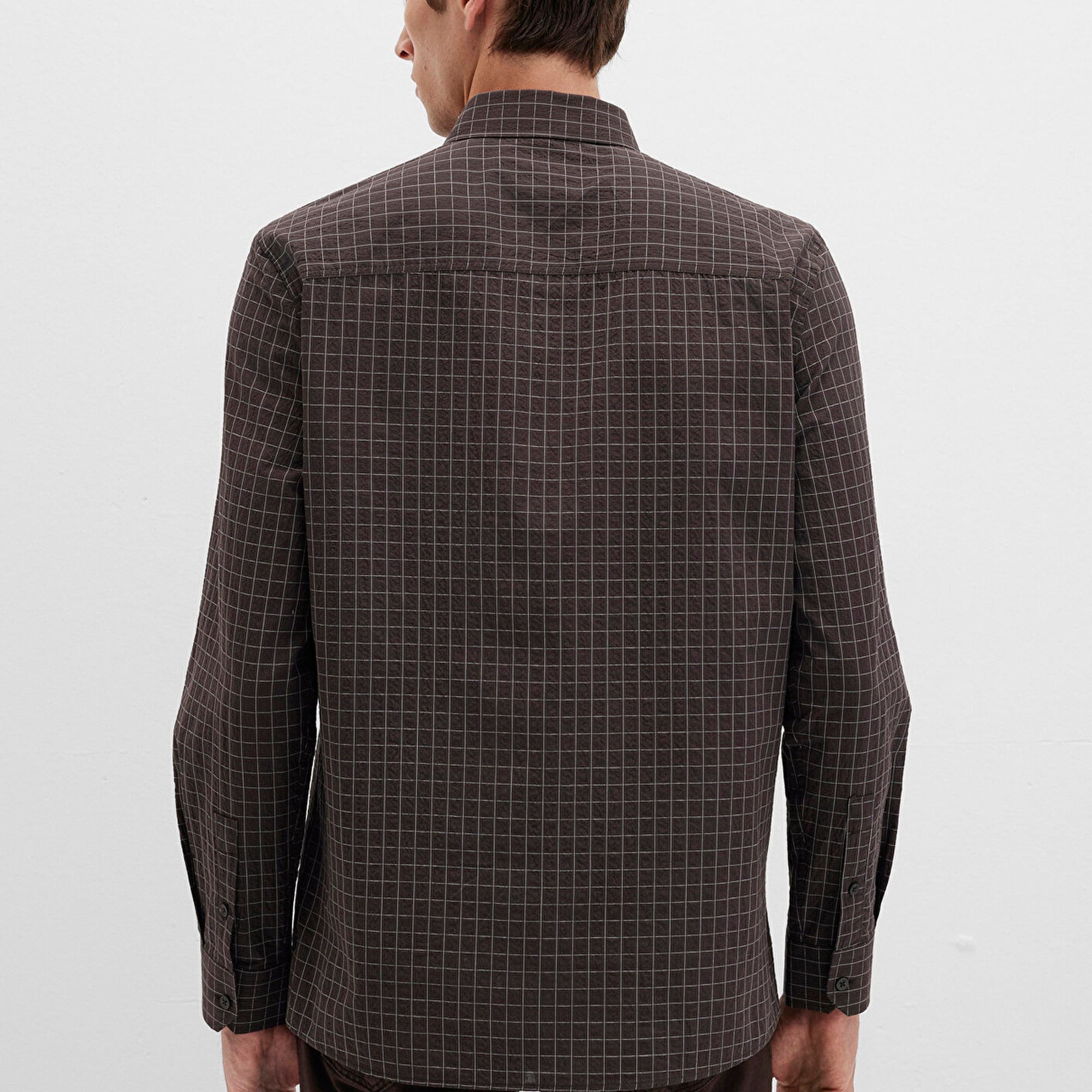 Mavi Kareli Kahverengi Gömlek Regular Fit / Normal Kesim 0211675-91012