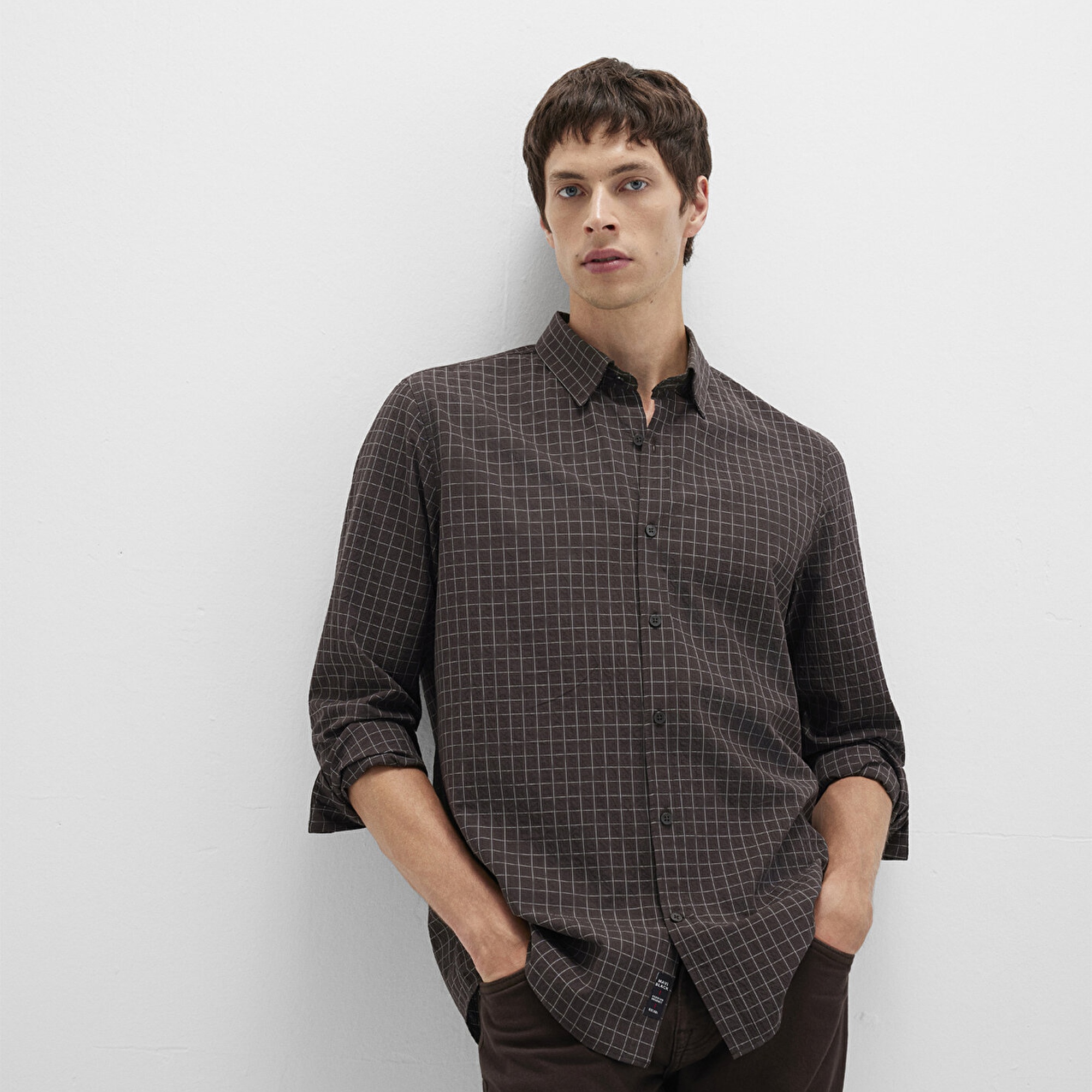 Mavi Kareli Kahverengi Gömlek Regular Fit / Normal Kesim 0211675-91012