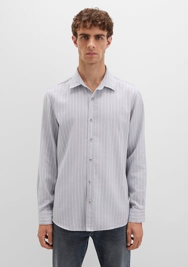  Mavi Çizgili Gri Gömlek Regular Fit / Normal Kesim 0211709-91016