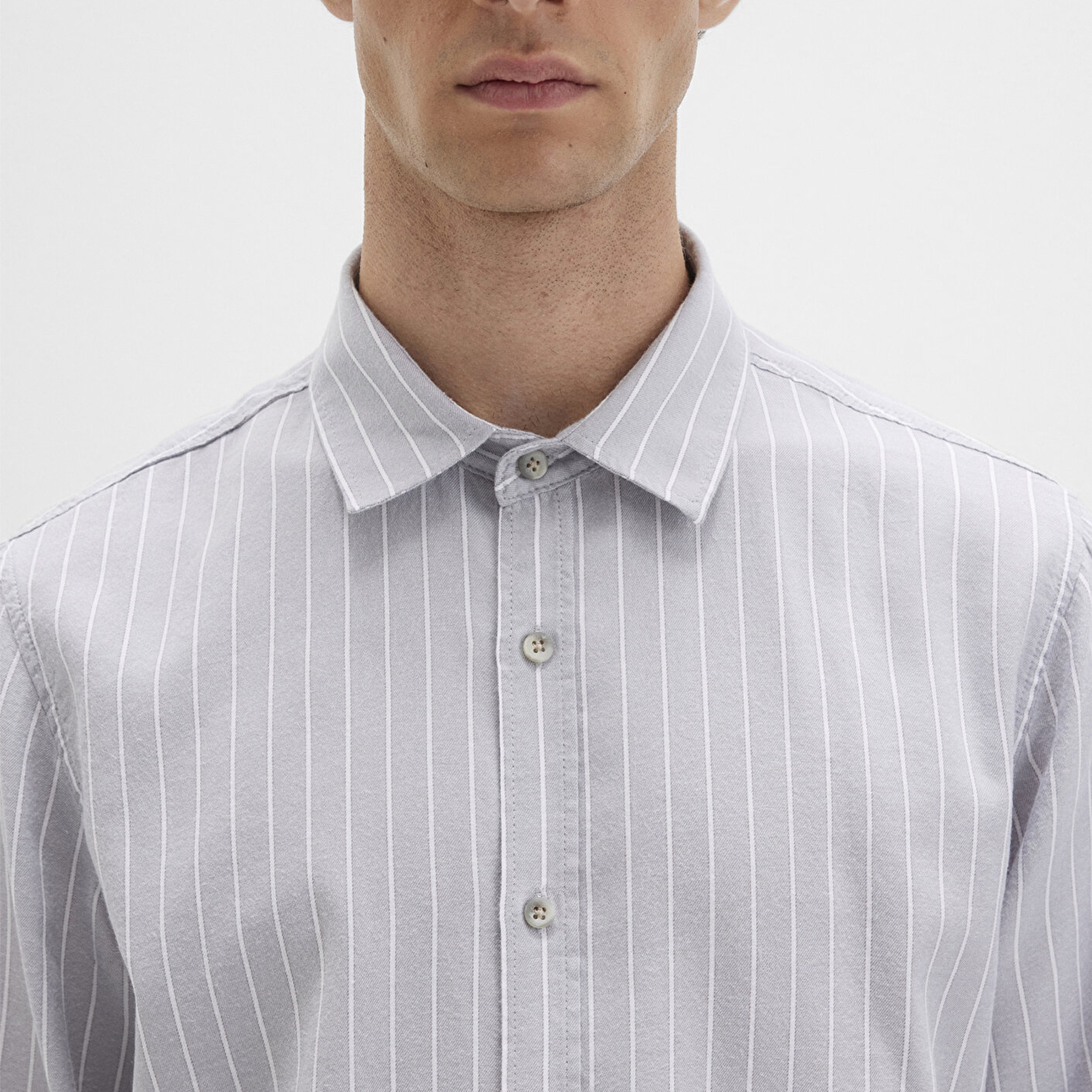 Mavi Çizgili Gri Gömlek Regular Fit / Normal Kesim 0211709-91016