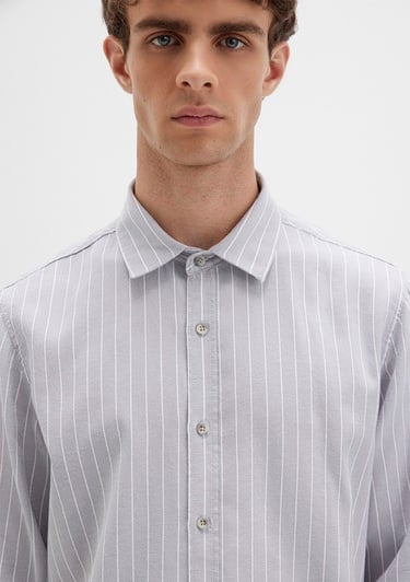  Mavi Çizgili Gri Gömlek Regular Fit / Normal Kesim 0211709-91016