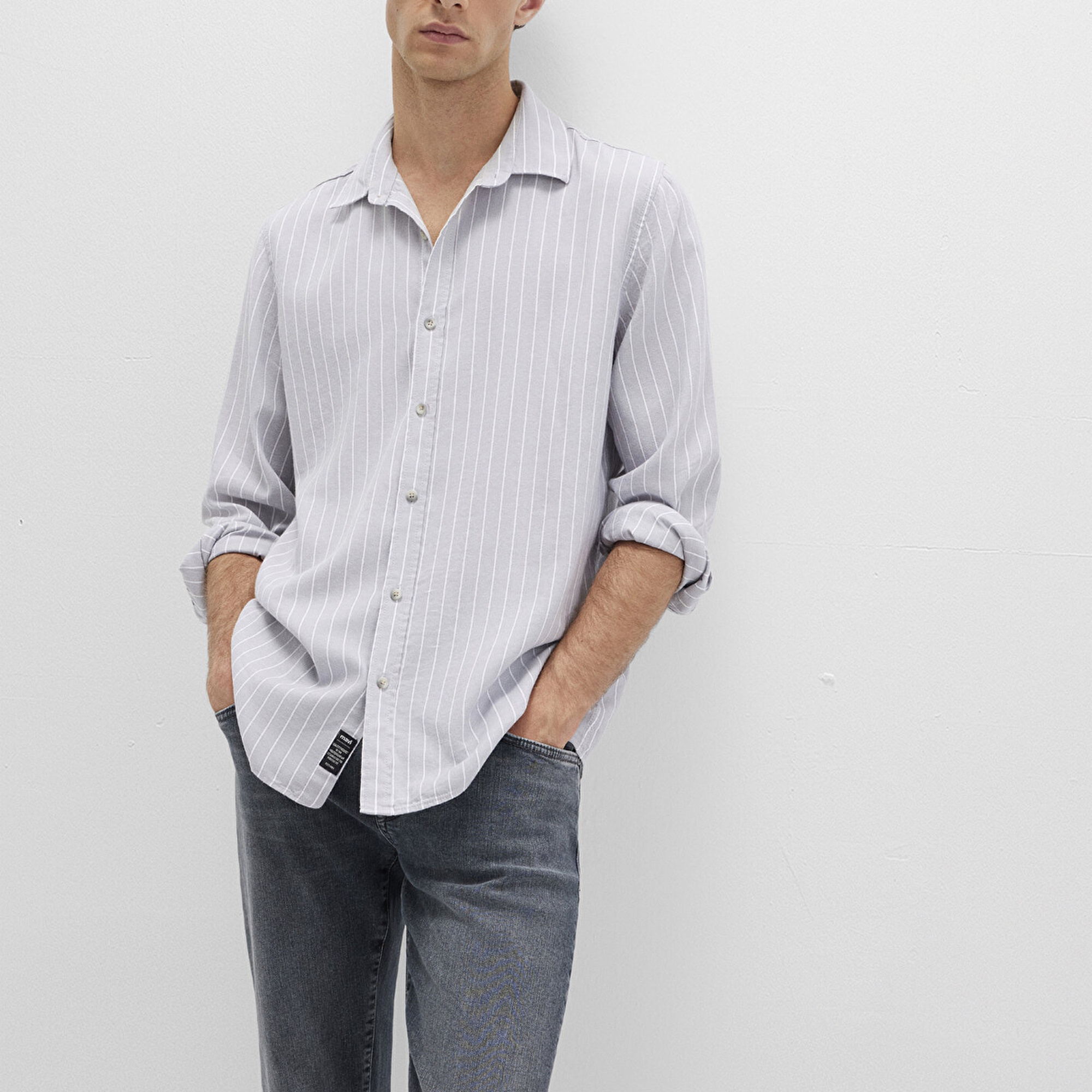 Mavi Çizgili Gri Gömlek Regular Fit / Normal Kesim 0211709-91016