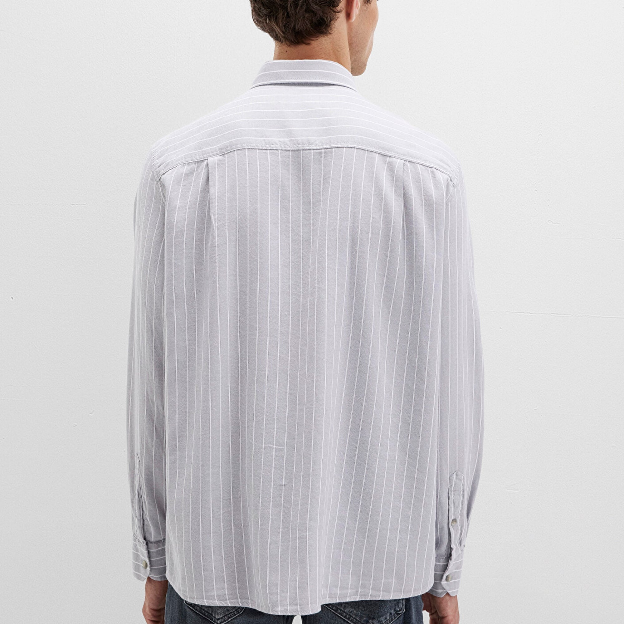 Mavi Çizgili Gri Gömlek Regular Fit / Normal Kesim 0211709-91016