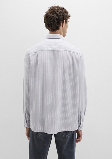  Mavi Çizgili Gri Gömlek Regular Fit / Normal Kesim 0211709-91016