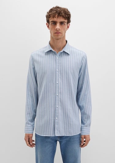  Mavi Çizgili Mavi Gömlek Regular Fit / Normal Kesim 0211709-90932