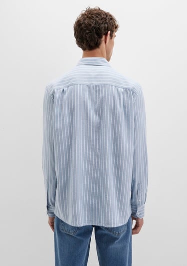  Mavi Çizgili Mavi Gömlek Regular Fit / Normal Kesim 0211709-90932