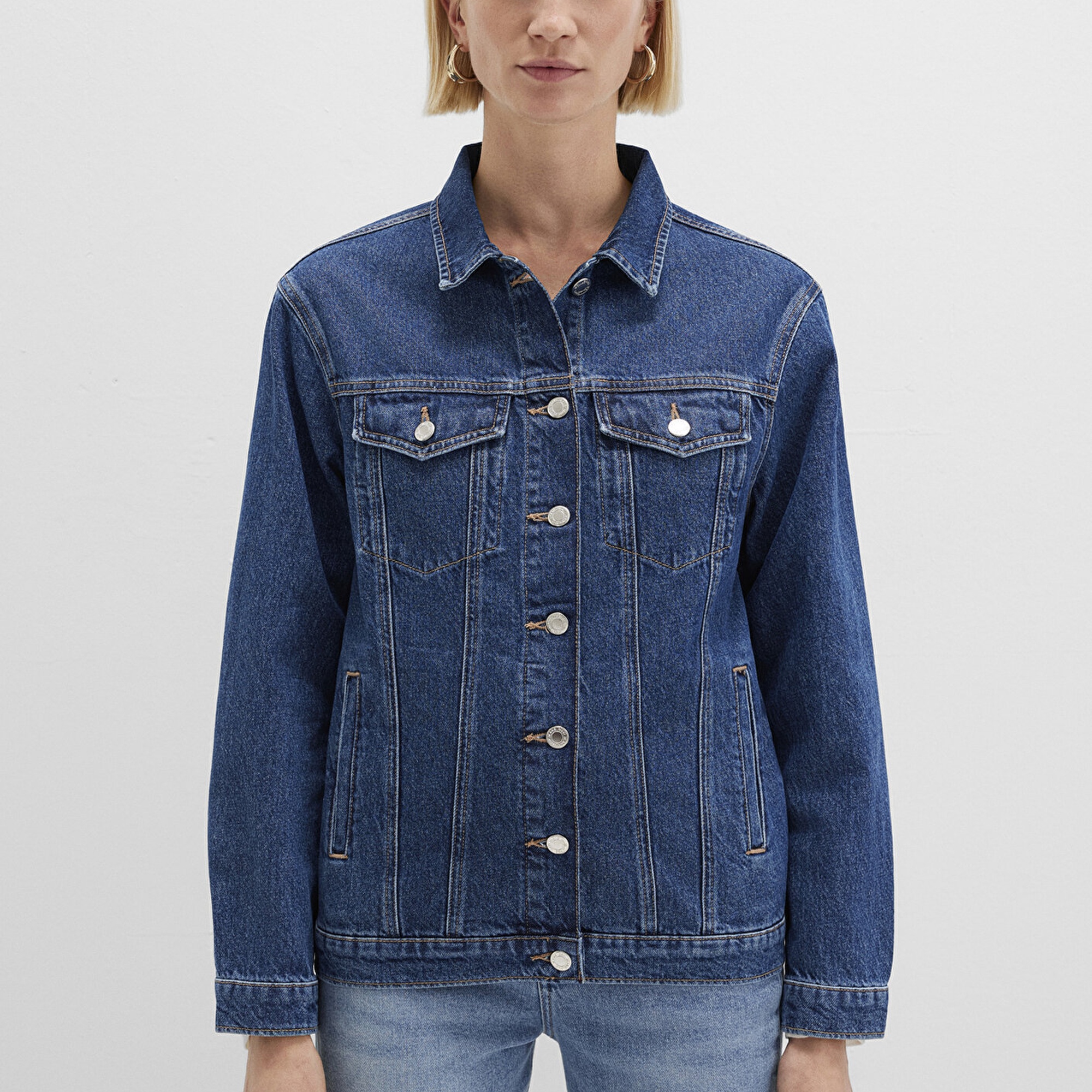 Mavi Karla 90lar Koyu Mavi Jean Ceket 110154-91001