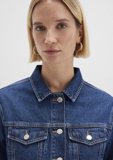  Mavi Karla 90lar Koyu Mavi Jean Ceket 110154-91001