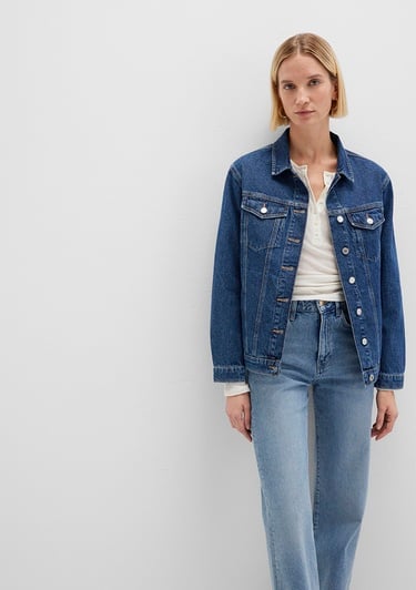  Mavi Karla 90lar Koyu Mavi Jean Ceket 110154-91001