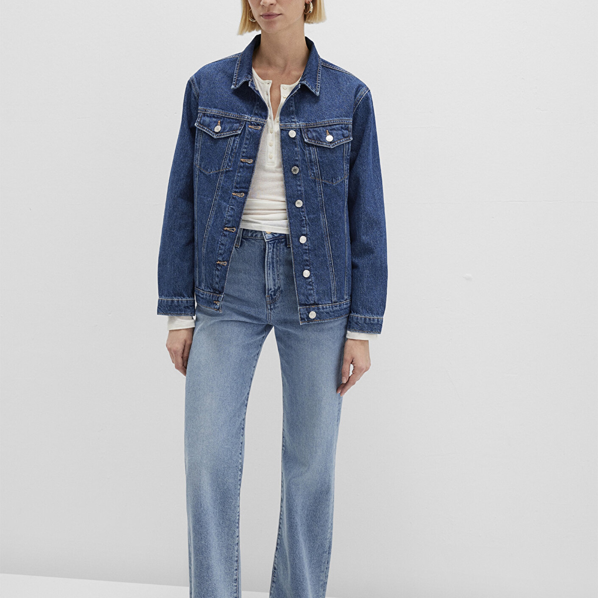 Mavi Karla 90lar Koyu Mavi Jean Ceket 110154-91001