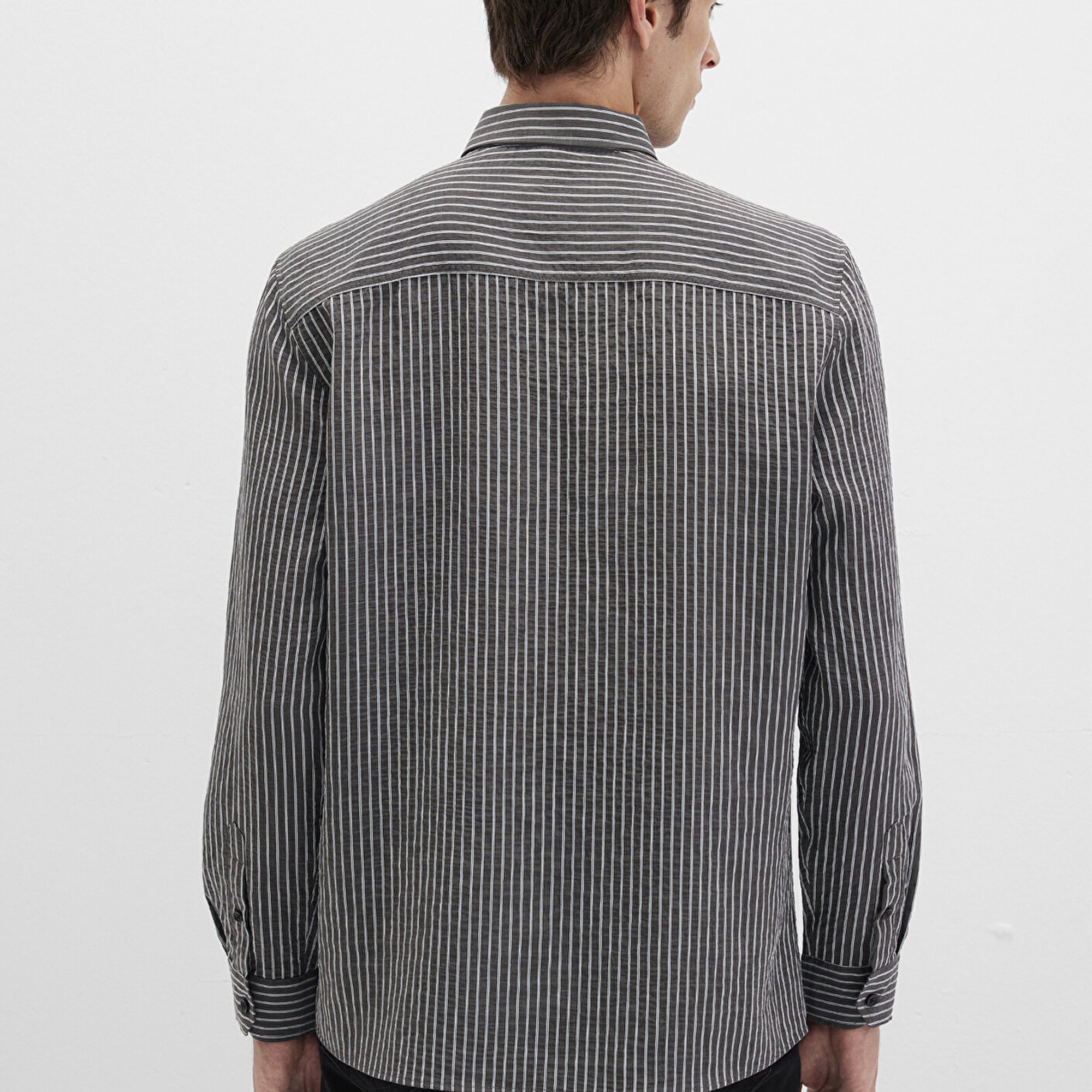 Mavi Çizgili Antrasit Gömlek Regular Fit / Normal Kesim 0211669-90902