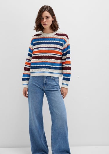  Mavi Jakarlı kazak Loose Fit / Bol Rahat Kesim 1710777-91041