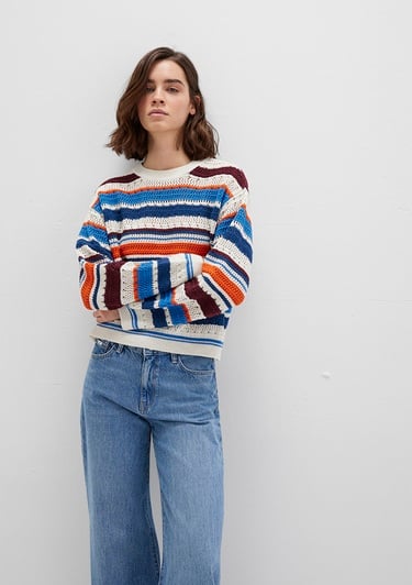  Mavi Jakarlı kazak Loose Fit / Bol Rahat Kesim 1710777-91041