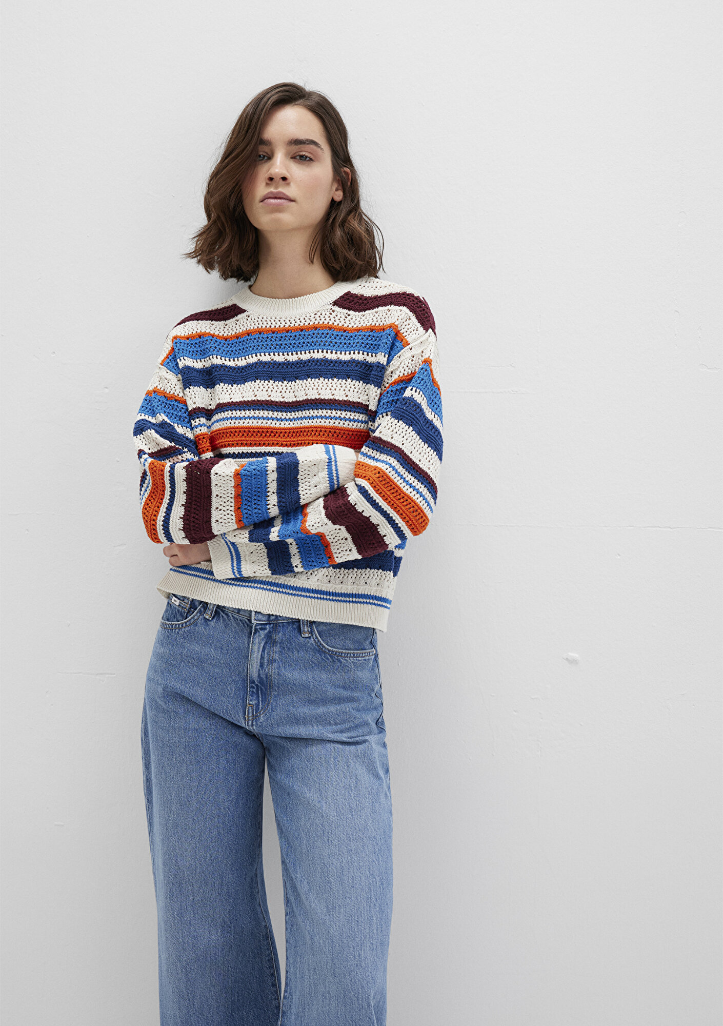  Mavi Jakarlı kazak Loose Fit / Bol Rahat Kesim 1710777-91041