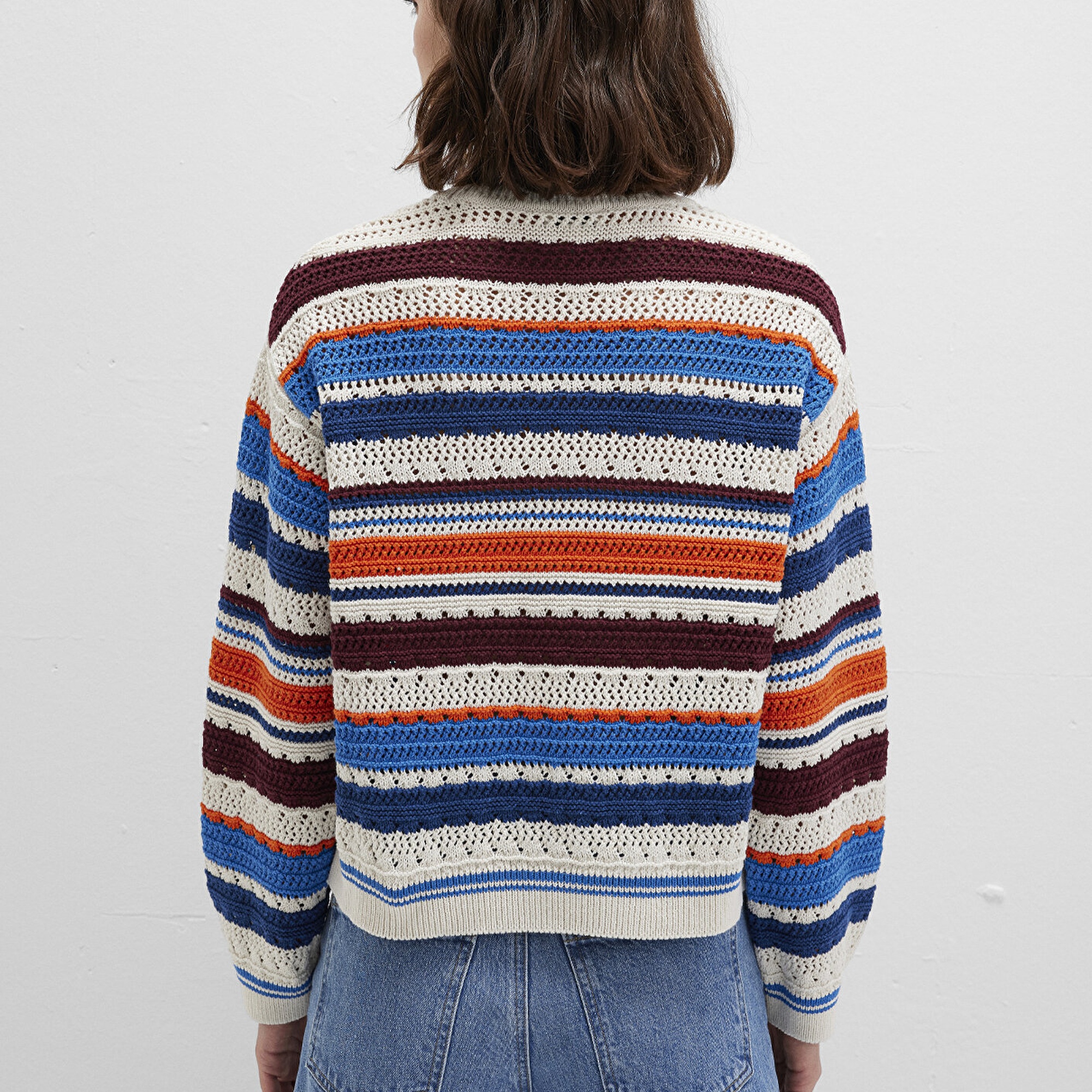 Mavi Jakarlı kazak Loose Fit / Bol Rahat Kesim 1710777-91041