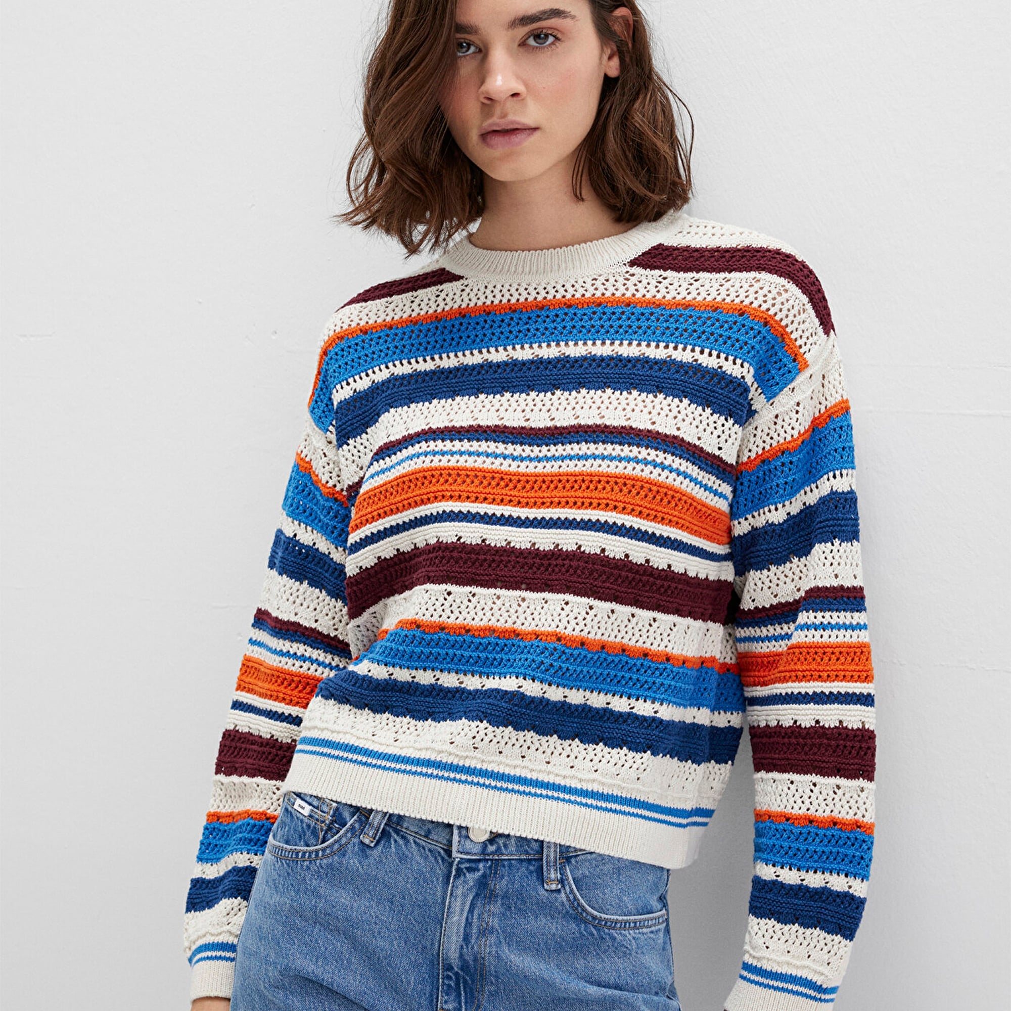 Mavi Jakarlı kazak Loose Fit / Bol Rahat Kesim 1710777-91041