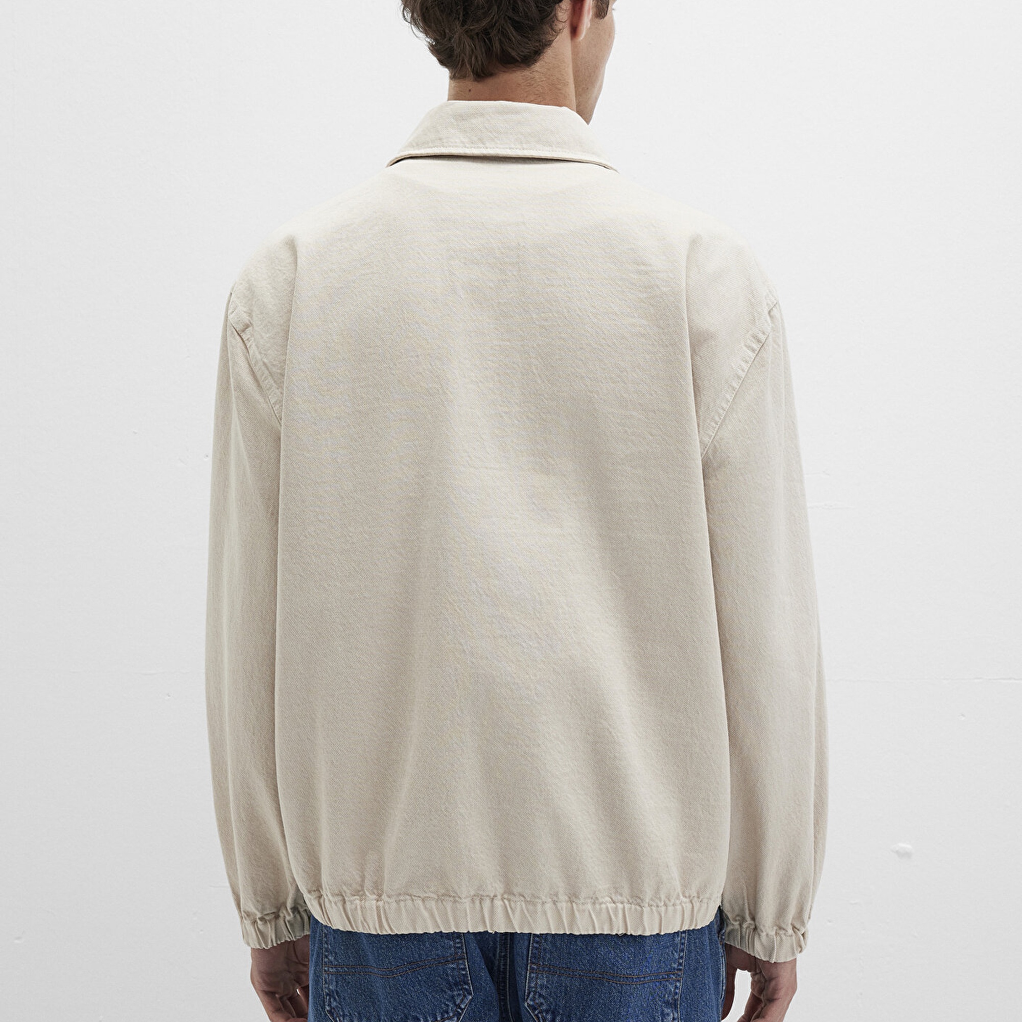 Mavi Yarı Fermuarlı Ekru Gömlek Oversize / Geniş Kesim 0211784-81202