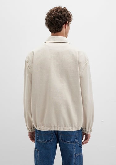  Mavi Yarı Fermuarlı Ekru Gömlek Oversize / Geniş Kesim 0211784-81202