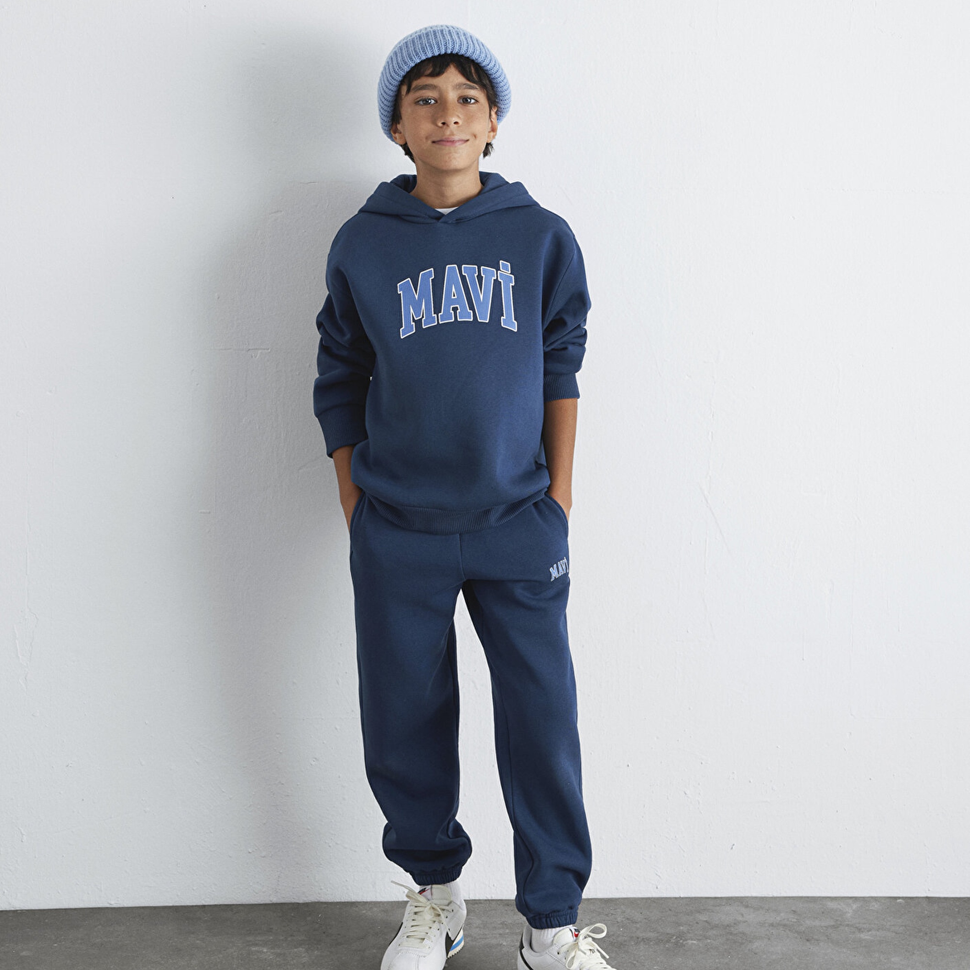 Mavi Mavi Logo Baskılı Lacivert Kapüşonlu Sweatshirt 6610110-70720