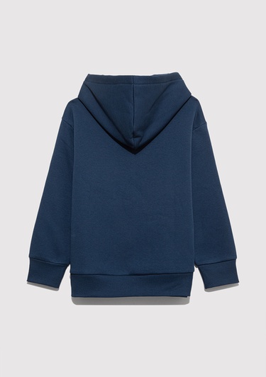  Mavi Mavi Logo Baskılı Lacivert Kapüşonlu Sweatshirt 6610110-70720