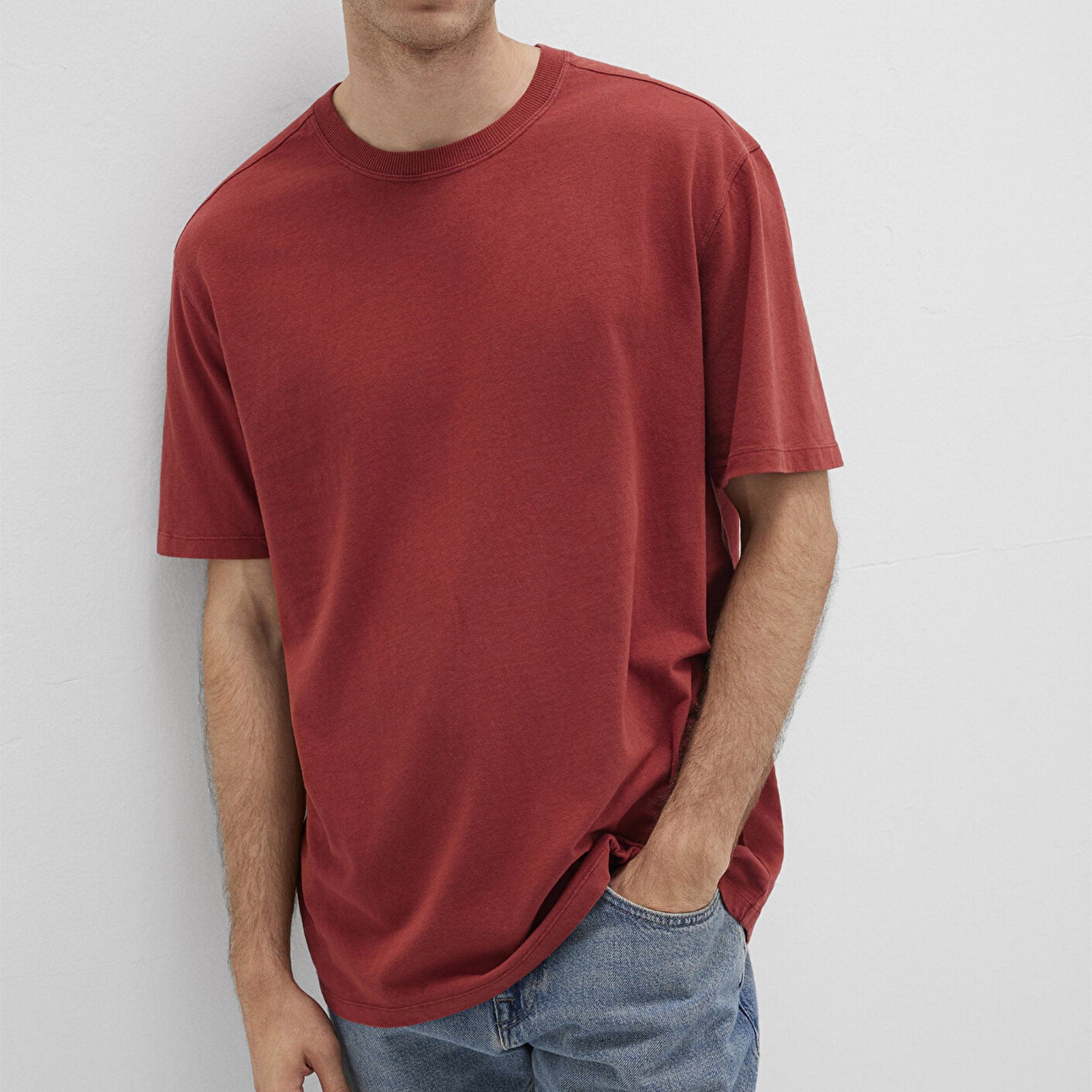 Mavi Kırmızı Tişört Loose Fit / Bol Rahat Kesim 0613044-70457