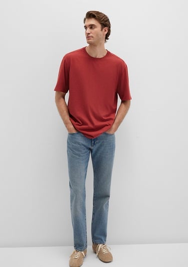  Mavi Kırmızı Tişört Loose Fit / Bol Rahat Kesim 0613044-70457
