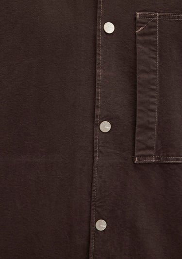  Mavi Cep Detaylı Kahverengi Gömlek Oversize / Geniş Kesim 0211779-70219