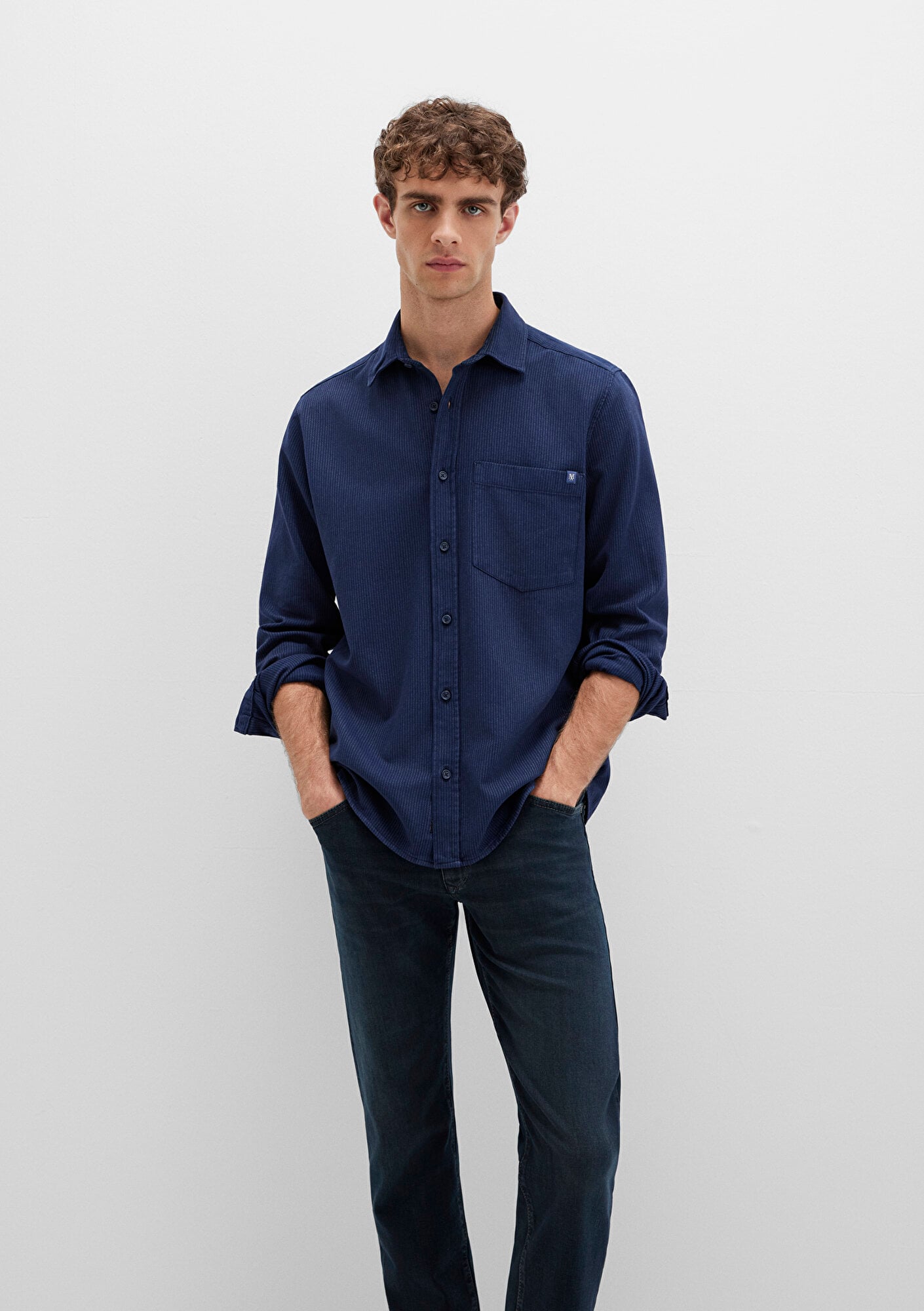  Mavi Çizgili Lacivert Gömlek Regular Fit / Normal Kesim 0211775-91324