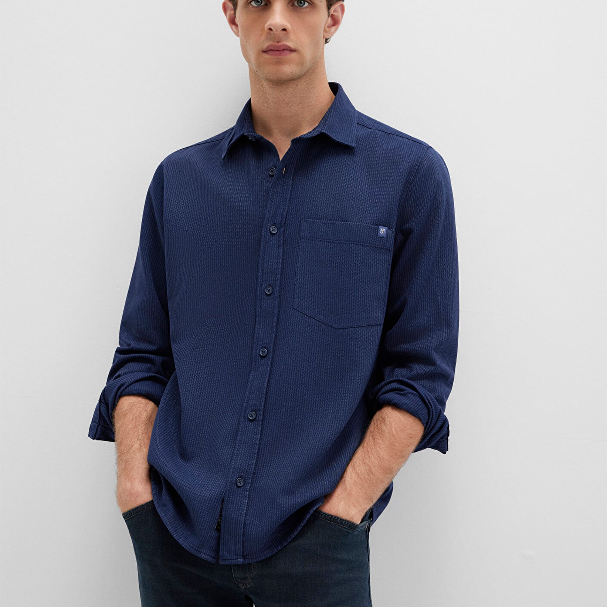 Mavi Çizgili Lacivert Gömlek Regular Fit / Normal Kesim 0211775-91324