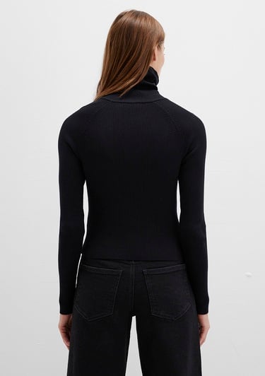  Mavi Fermuar Detaylı Dik Yaka Siyah Kazan Fitted / Vücuda Oturan Kesim 1710790-900