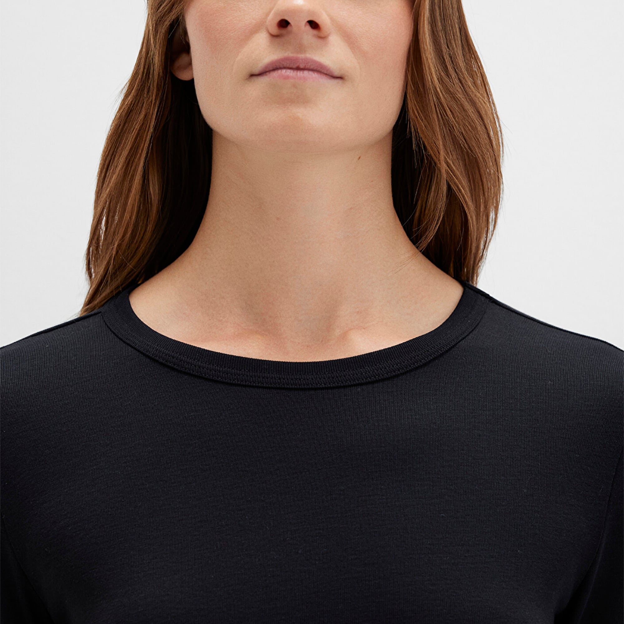 Mavi Uzun Kollu Siyah Basic Tişört Fitted / Vücuda Oturan Kesim 1613619-900