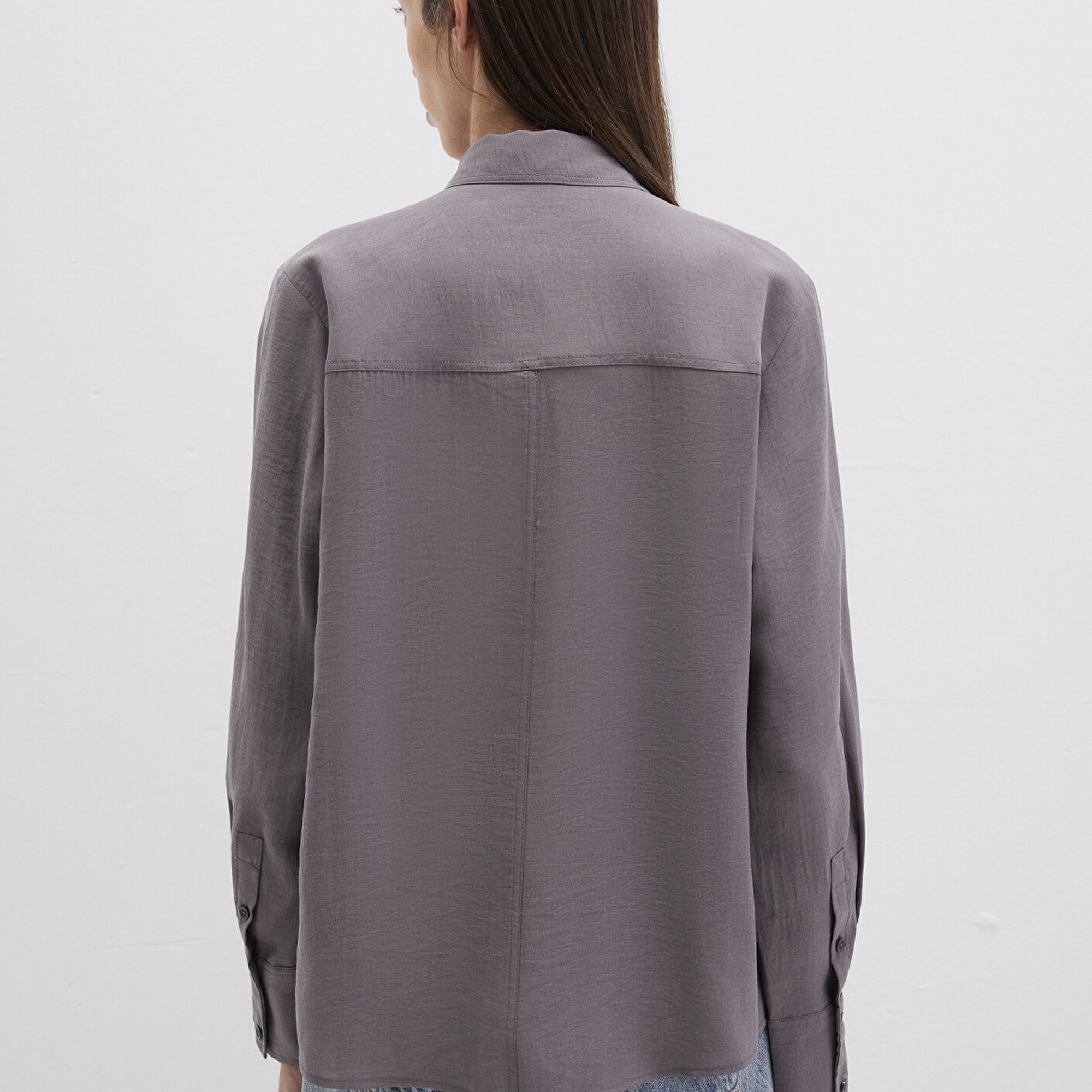 Mavi Antrasit Gömlek Loose Fit / Bol Rahat Kesim 1211373-90721