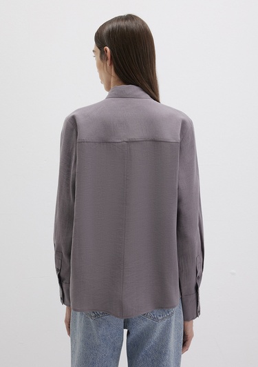  Mavi Antrasit Gömlek Loose Fit / Bol Rahat Kesim 1211373-90721