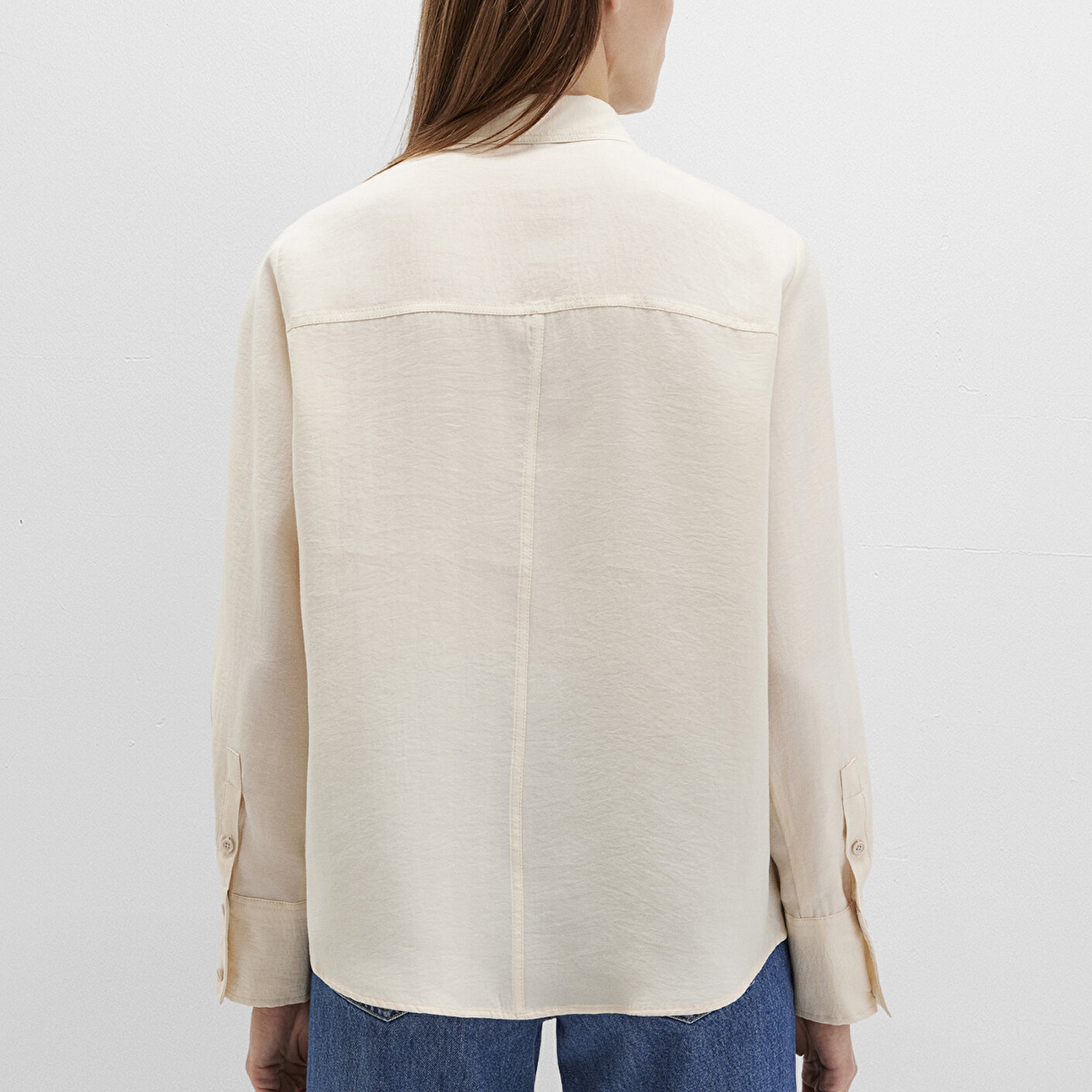 Mavi Bej Gömlek Loose Fit / Bol Rahat Kesim 1211373-70005