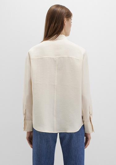  Mavi Bej Gömlek Loose Fit / Bol Rahat Kesim 1211373-70005